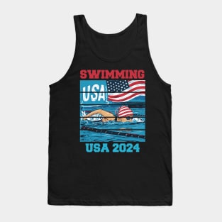 Swimmer USA America Women Swimming Sport 2024 Tank Top